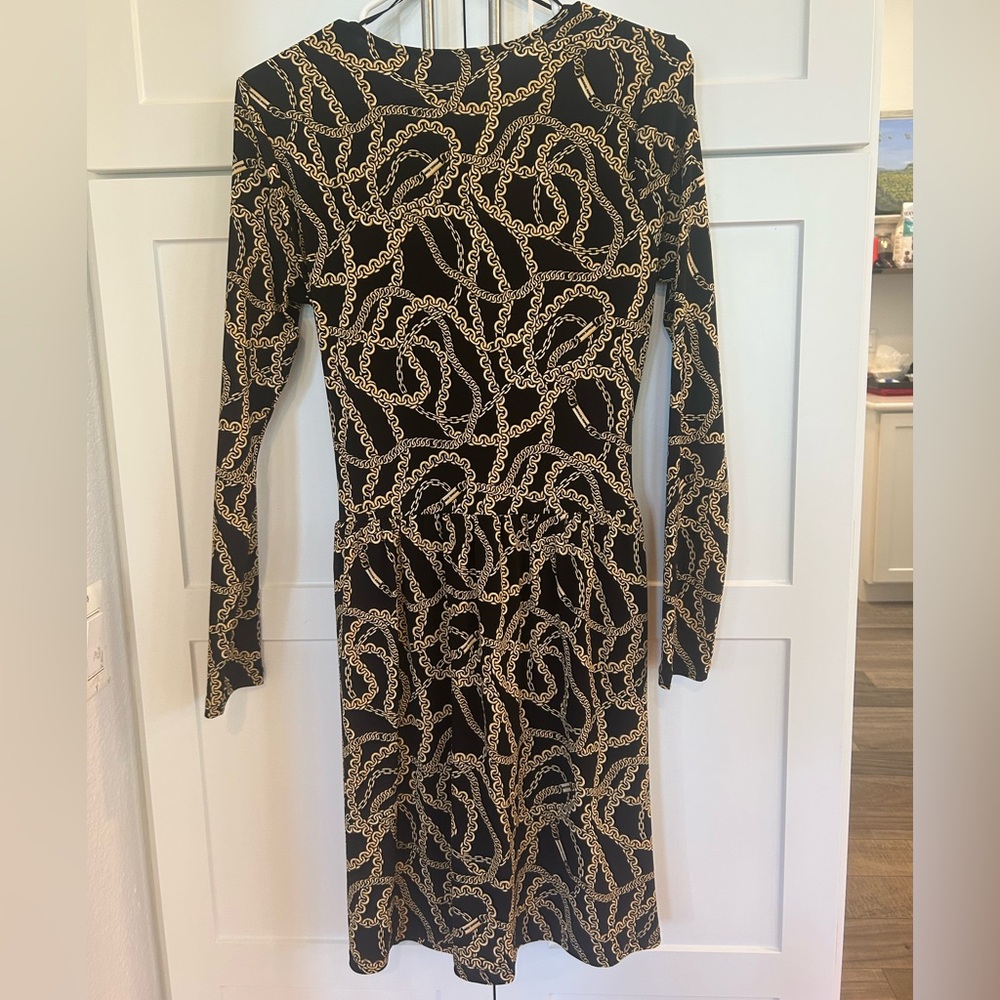 Michael Kors Black and Gold Chain Print Dress